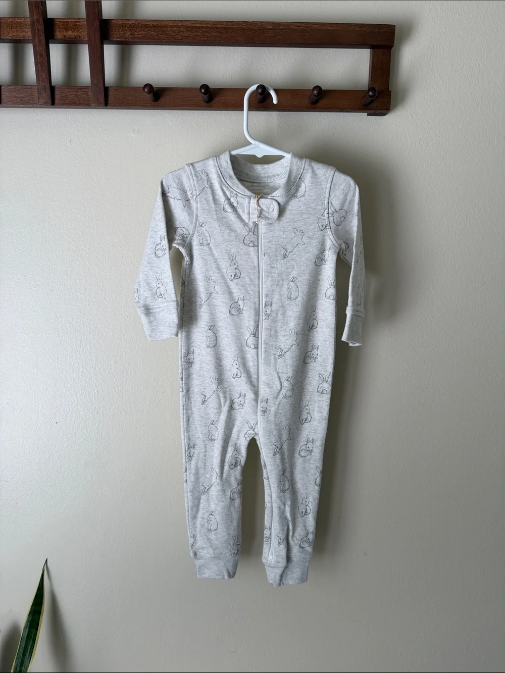 Heather Grey Printed Kids One-Piece Zipper Bodysuit